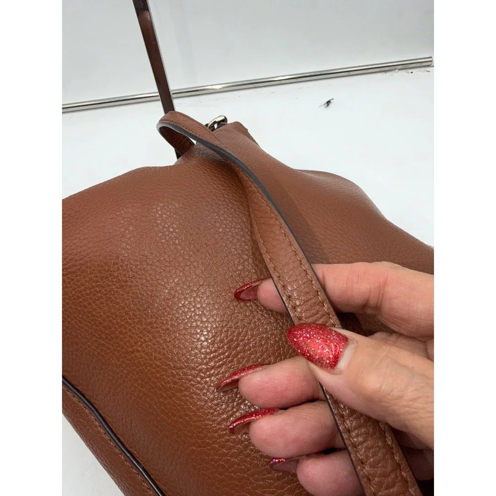 Kate Spade New York Pebbled Leather Crossbody Bag Brown Cognac Zippered Pocket